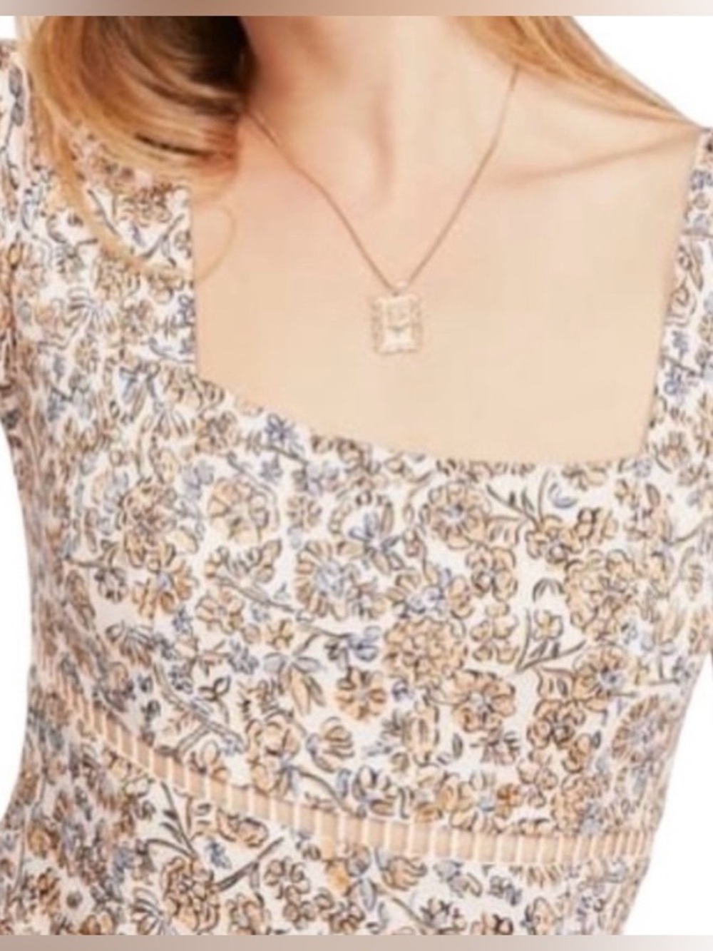 NWT FREE PEOPLE BOHEME  FLORAL LONG SLEEVE MINI DRESS IVORY COMBO SIZE 0 - Picture 4 of 5
